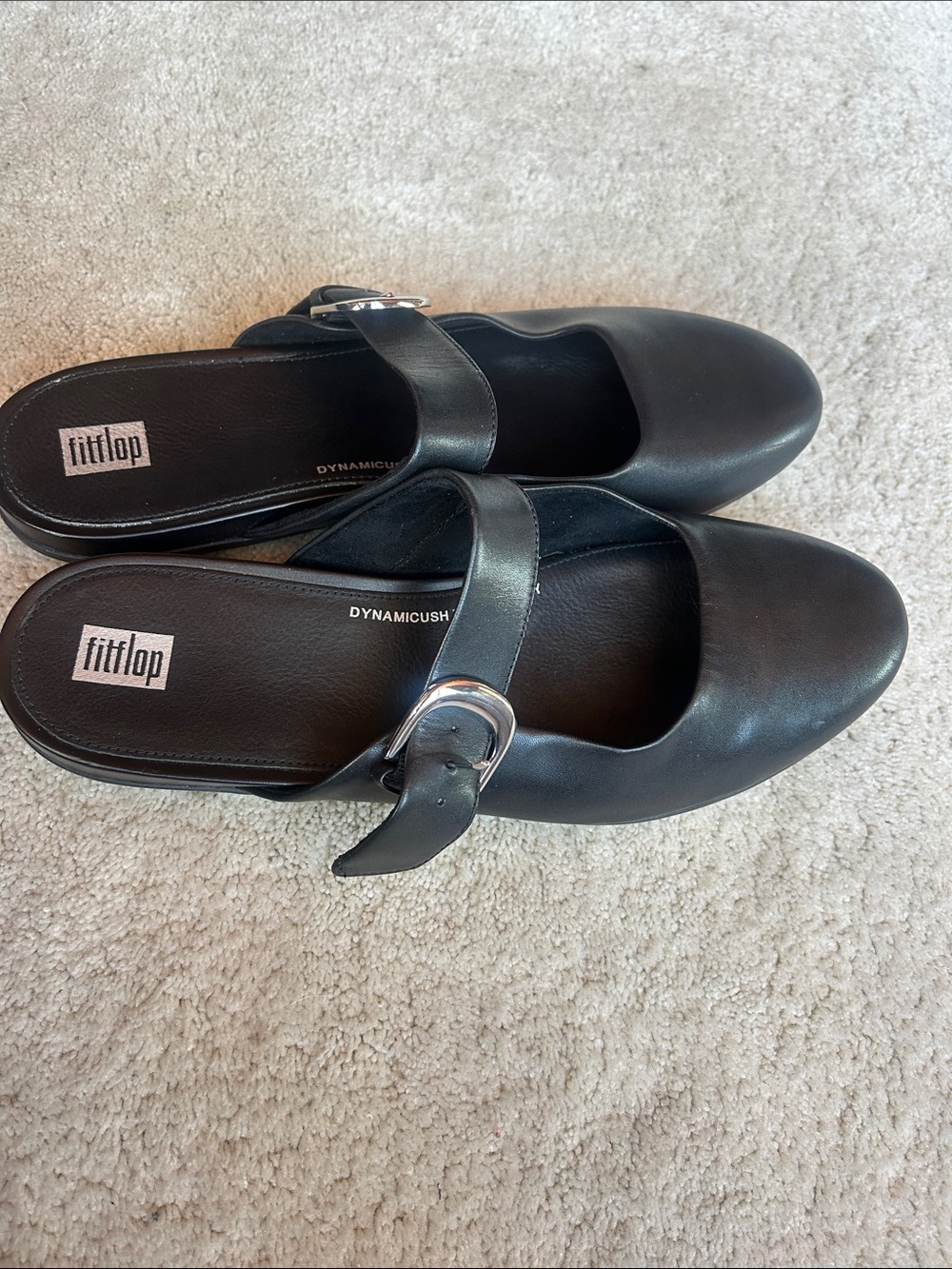 Fitflop Black Leather Mary Jane Mule with Buckle Strap - Picture 3 of 4